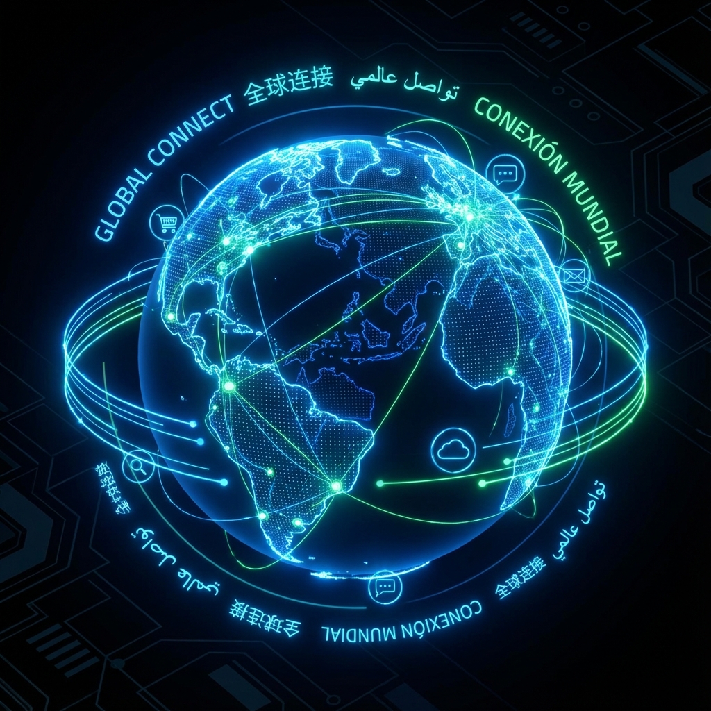 Global business illustration showing worldwide HighLevel platform availability